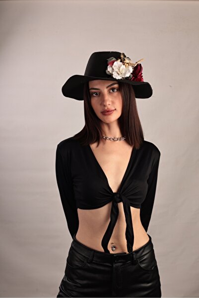 PİNK Önden Bağlamalı Dekolte Tüylü Crop Büstiyer