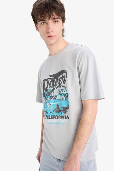 DeFacto Νέα σεζόν Boxy Fit Crew Neck εμπριμέ κοντομάνικο μπλουζάκι