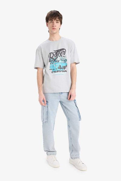 DeFacto Νέα σεζόν Boxy Fit Crew Neck εμπριμέ κοντομάνικο μπλουζάκι
