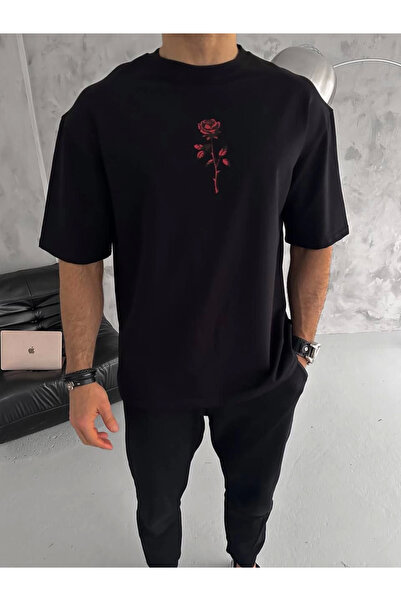 FREEDOM STOREE Μπλουζάκι Velmora Crew Neck με τύπωμα oversized - Μαύρο -