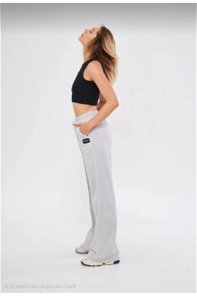 velmorafashion Velmora Premium Two-Thread Wide Leg Sweatpants - Gray