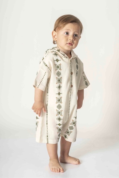 ESLENZA Şile Cloth Hooded Green Comfortable Baby Jumpsuit