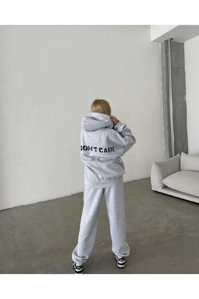 velmorafashion Velmora Embroidered Three Thread Sweat Suit - Gray -