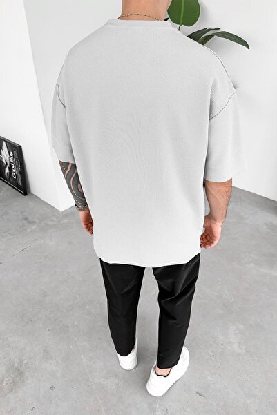 HAFKAGİYİM Πέτρινο υφαντό μπλουζάκι με λεπτομέρεια με σκίσιμο