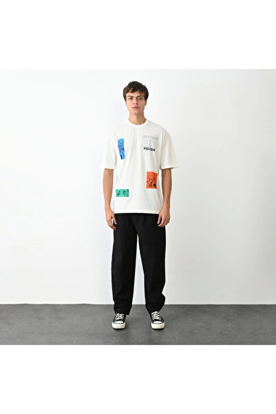 FREEDOM STOREE Μπλουζάκι Velmora Crew Neck με τύπωμα oversized - Λευκό -