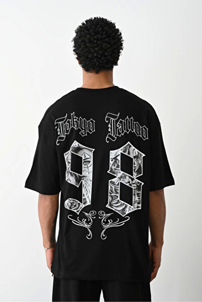 FREEDOM STOREE Velmora cu imprimeu supradimensionat tricou - Negru -