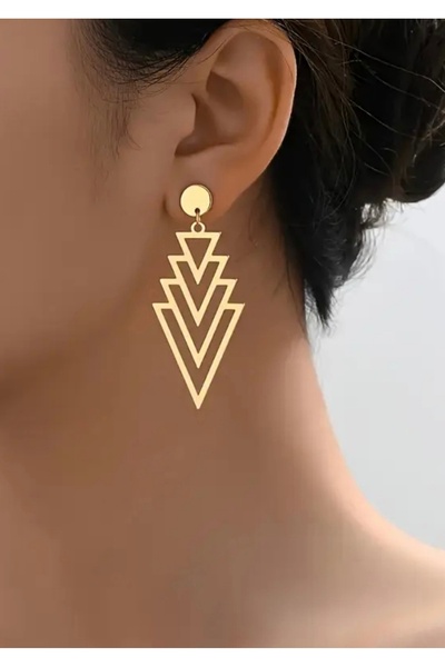 monalisatoka Kadın Üçgen Geometrik Gold Küpe
