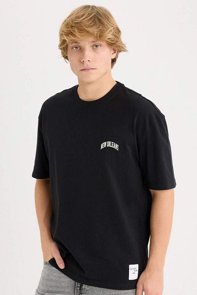 DeFacto Νέα σεζόν Boxy Fit Crew Neck εμπριμέ κοντομάνικο μπλουζάκι