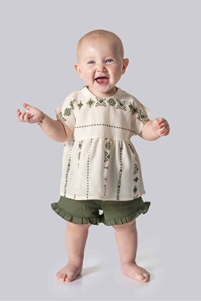 Generic Brand Şile Diaper Green Natural Patterned Baby Set