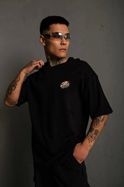 FREEDOM STOREE Velmora guler rotund cu imprimeu supradimensionat tricou - Neg...