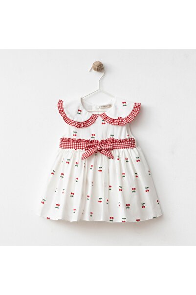 Genel Markalar Kız Bebek Kiraz Desenli Baskılı Elbise