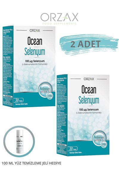 Ocean Selenium 100 Mcg 30 Tablets (2 Pcs) & 100 ml Face Cleaning Gel