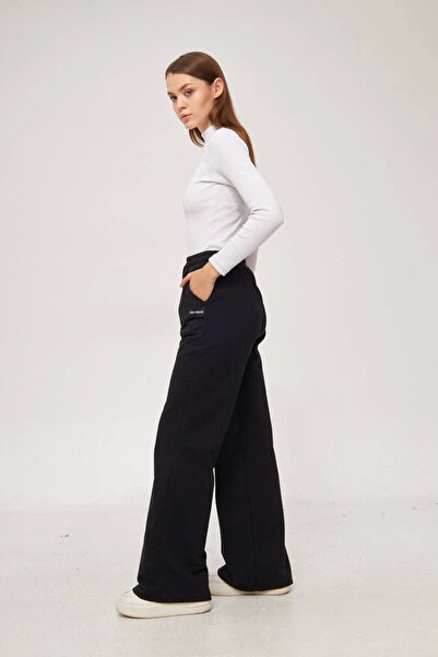 velmorafashion Velmora Two-Thread Wide Leg Sweatpants - Black -