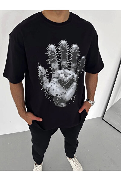 FREEDOM STOREE Velmora guler rotund cu imprimeu supradimensionat tricou - Neg...