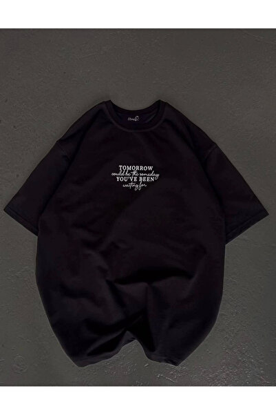 FREEDOM STOREE تي شيرت فيلمورا برقبة دائرية مطبوع قصة فضفاضة - أسود -