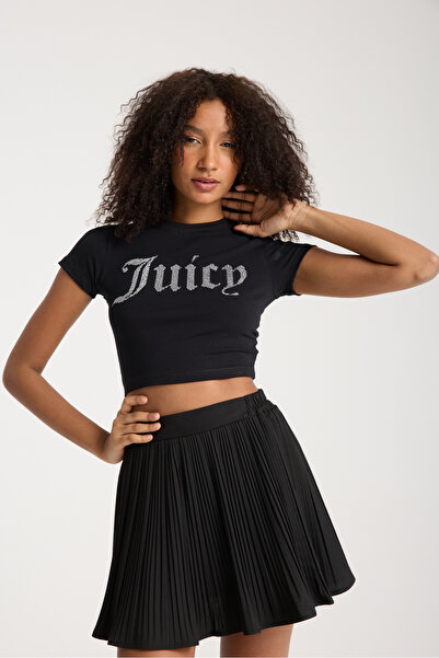 3 ROPE Stargirl Crop tričko ze 100% bavlny s potiskem kamínků, černé