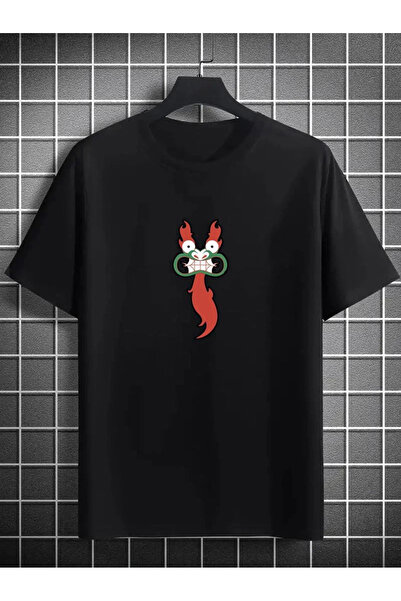 FREEDOM STOREE Velmora guler rotund cu imprimeu supradimensionat tricou - Neg...