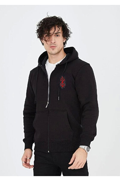 STYLİSH TOUCH Hanorac unisex cu imprimeu cu fermoar complet GACHA tricou - negru