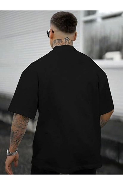 ATREAS Sensuelle Men's Crew Neck Short Sleeve Printed T-Shirt - Black