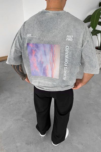 HAFKAGİYİM Μπλουζάκι Acid Wash Grey 1989 Always Oversize