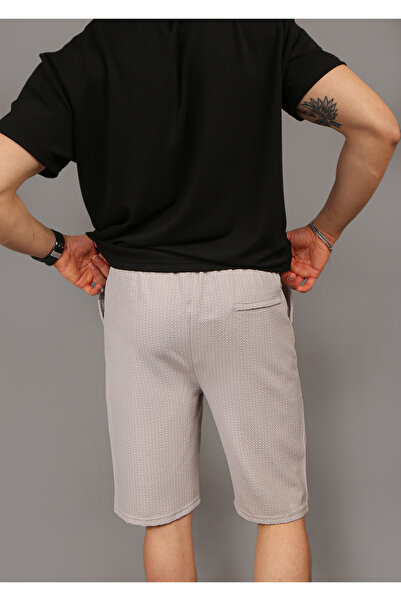 EydaMoon Ανδρικό ριγέ ελαστικό σορτς Jogger με ελαστική μέση με κουμπιά πίσω τσέπη με φερμουάρ Capri