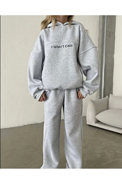 velmorafashion Velmora Embroidered Three Thread Sweat Suit - Gray -