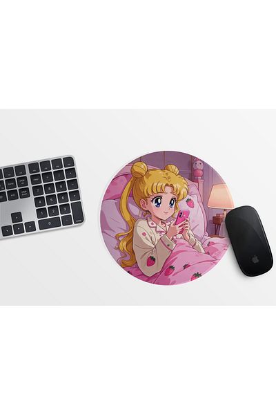Akumastik Moon Warrior Sailor Moon Usagi Round Mousepad - 20cm - Anime Mousepad