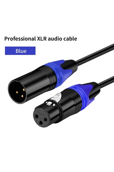 OIMG كابل XLR ذكر إلى XLR أنثى أزرق بطول 0.5 متر لتمديد خط التسجيل الاحترافي، مزيج XLR متوازن