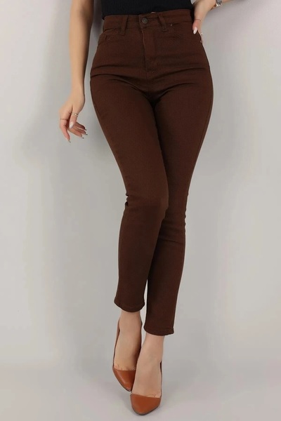 Trn JNS Wild Skinny Jeans with Skinny Legs Brown Lycra High Waist