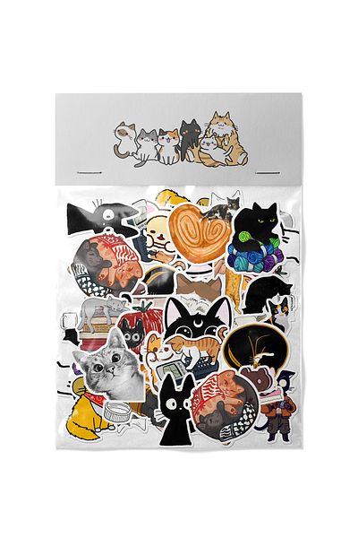 dadi ramba Cat Drawing Sticker Pack -Bullet Journal - Agenda - Planner - Notebook - Laptop Sticker Decal