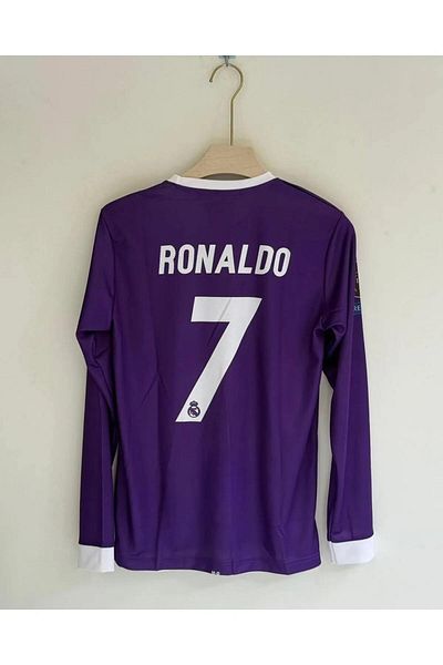 yenteks Cristiano Ronaldo 2017 Finala Ligii Campionilor din Cardiff Tricou cu mânecă lungă de culoare violet R.Madrid