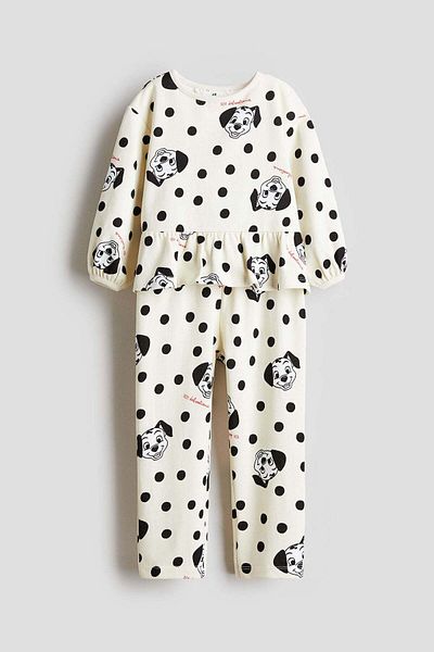 H&M طقم سويت شيرت مطبوع مكون من قطعتين