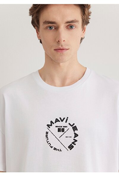 Mavi Джинсовий оверсайз чоловічий футболка з принтом на спині