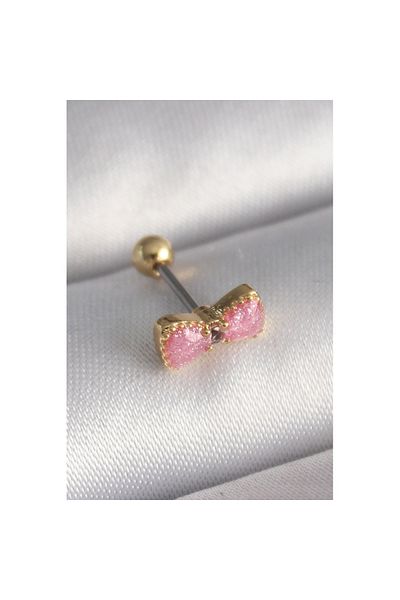 Skygo 316L Steel Gold Color Pink Bow Model Tragus Piercing - Tj-Pr1294
