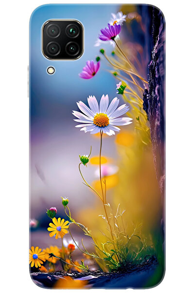 Ceppare Huawei P40 Lite (JNY-LX1) Uyumlu Kılıf Desen Baskılı Silikon Papatya ...