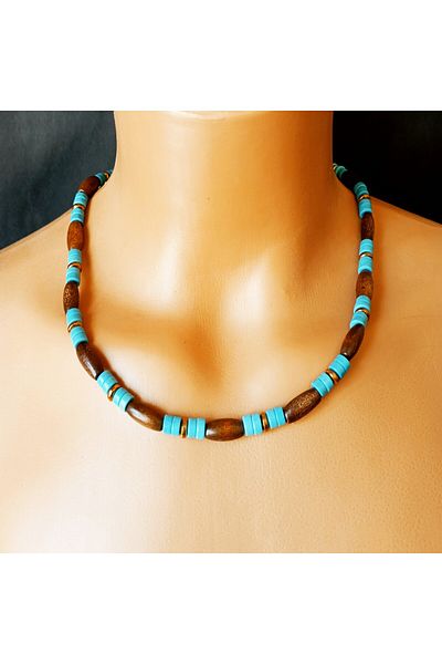 Asteria Elite Turquoise Hematite Wood Contact, Power and Earth Necklace Bracelet Set
