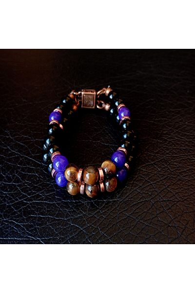 Asteria Elite Onyx Tiger Eye Ceyt Power, Courage and Peace Necklace Bracelet Set