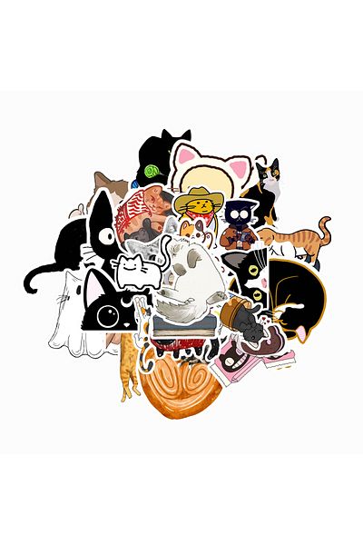 dadi ramba Cat Drawing Sticker Pack -Bullet Journal - Agenda - Planner - Notebook - Laptop Sticker Decal