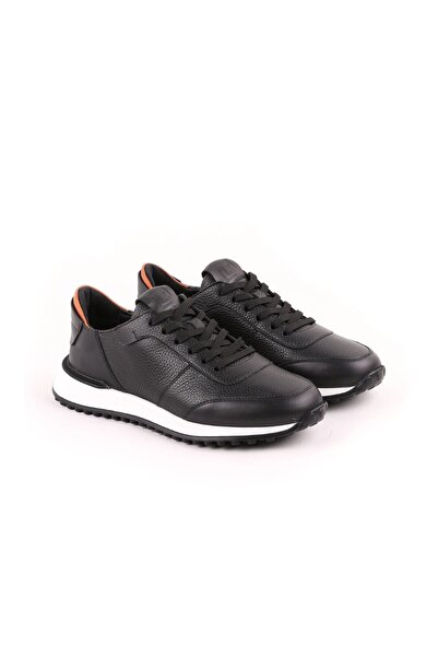 Libero 5144 Black Genuine Leather Men's Daily Casual Leather Sneaker Shoes