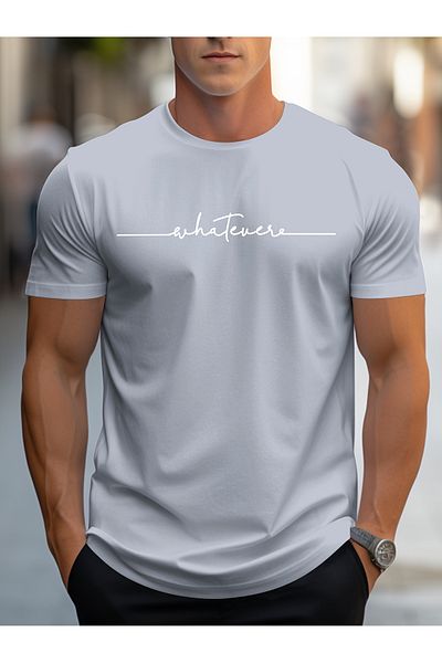 Let's Wear 100% βαμβακερό ανδρικό μπλουζάκι με κοντό μανίκι με στάμπα με στρογγυλή λαιμόκοψη