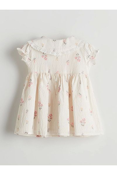 LC Waikiki Lcw Baby Ecru Baby Collar Floral Baby Girl Dress