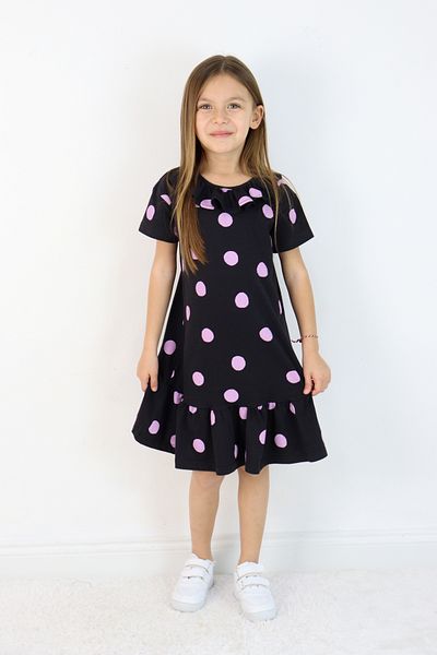 Pijamella Rochie din bumbac pieptănat din lycra cu buline până la genunchi