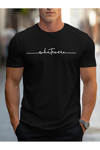 Let's Wear 100% βαμβακερό ανδρικό μπλουζάκι με κοντό μανίκι με στάμπα με στρογγυλή λαιμόκοψη