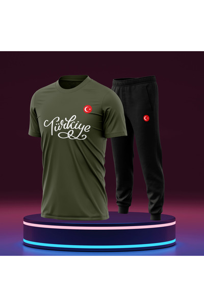 Bulvar Lee Ανδρικό καλοκαιρινό σετ αθλητικών κοστουμιών με λαιμόκοψη Τουρκία με τύπωμα