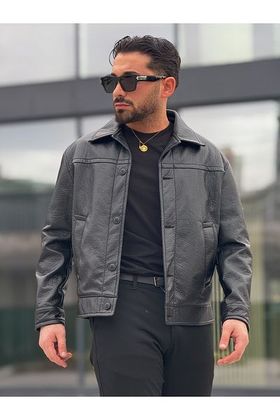 MİS MODA Men's Soft Leather Spring Jacket