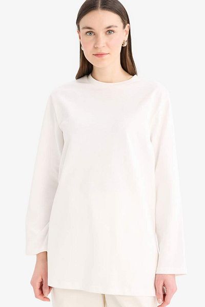 DeFacto Regular Fit Crew Neck Basic Plain Long Sleeve T-Shirt Tunic D4897Ax25Sm