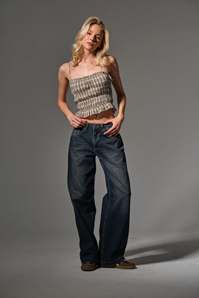 Maule Blugi de noapte, albastru, largi, denim, cu picioare largi, blugi largi, pantaloni largi pentru femei @varese