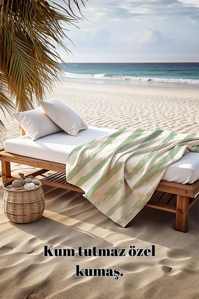 Herarosa Green Brush Patterned Beach Towel - 75cm X 150cm