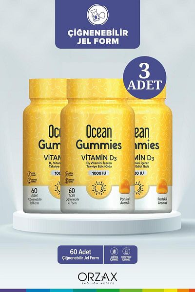 Ocean Gummies Vitamin D3 60 Chewable Tablets 3 Pieces