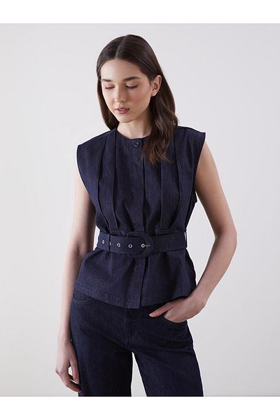LC Waikiki Lcw Vision Indigo Crew Neck Women's Jean Vest